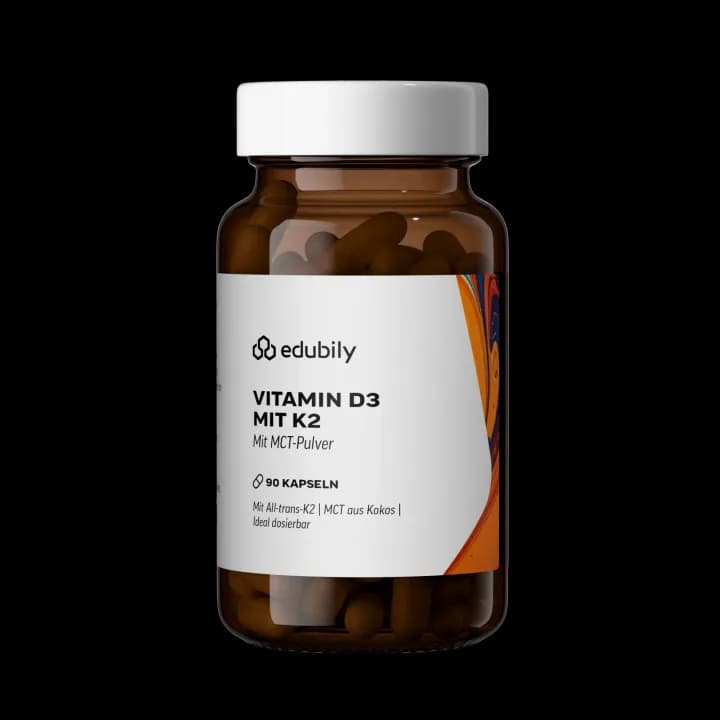 edubily Vitamin D3 mit K2 Kapseln – Produktabbildung des Herstellers