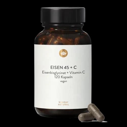 Sunday Natural Eisen plus Vitamin C 45 mg – Produktabbildung des Herstellers