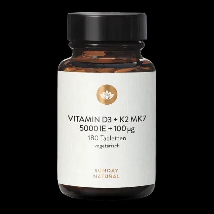 Sunday Natural Vitamin D3 plus K2 MK7 – Produktabbildung des Herstellers