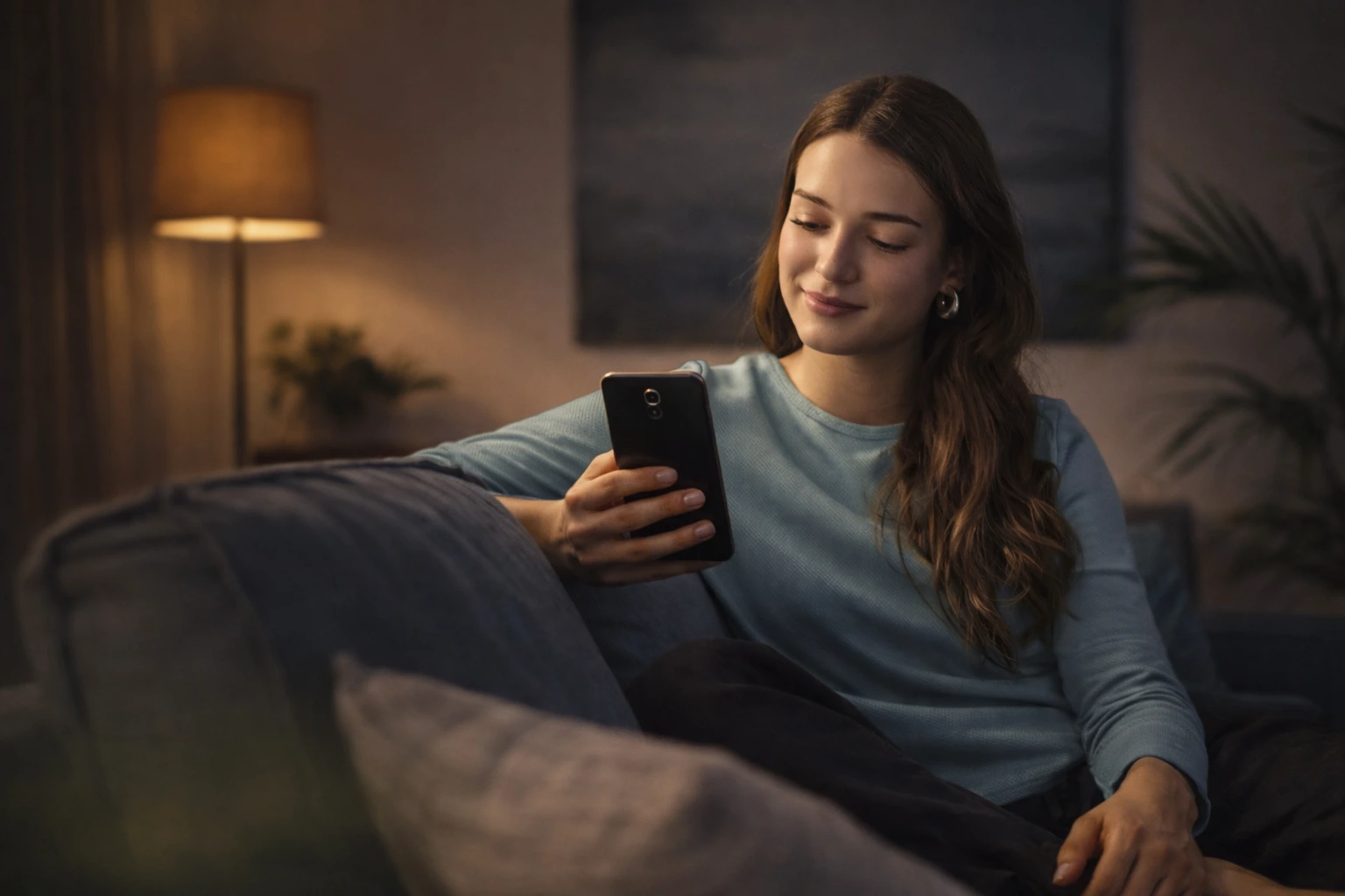 Entspannte Frau auf dem Sofa